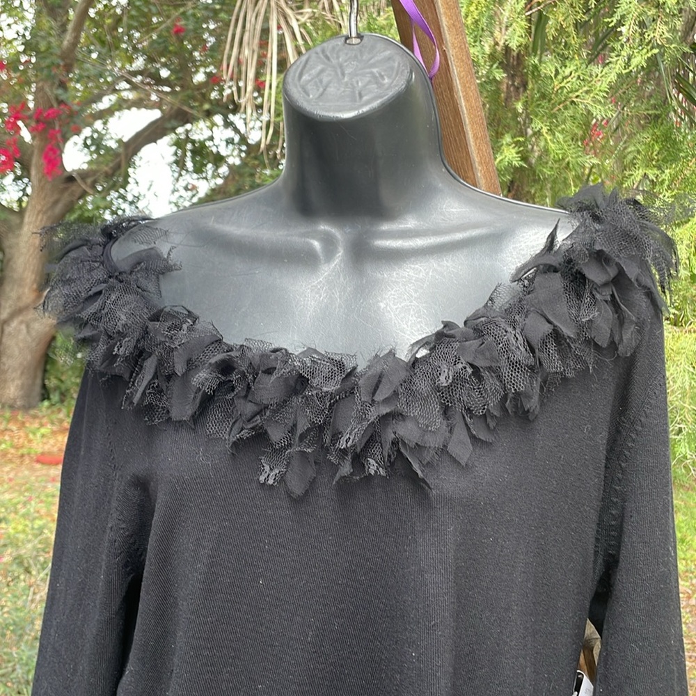 off the shoulder, mixed media silk blend sweater or top